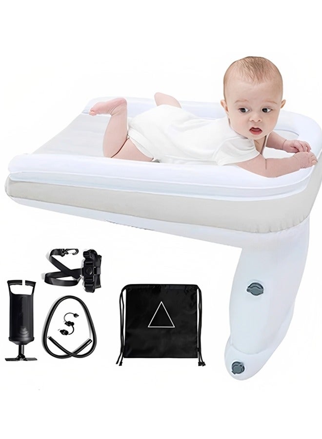 Airplane Bed for Toddler,Inflatable Toddler Car Travel Bed,Airplane Footrest Seat Extender for Kids,Infant Airplane Bed Included Inflatable Travel Bed, Manual Inflatable Pump, Travel Bag