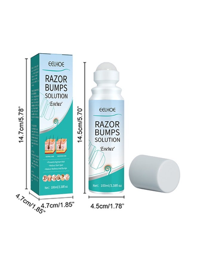 Razor Bump Solution，Prevents Ingrown Hair  Reduce Dark Spot Reduce Redhess And Bumps，Hair Growth Inhibitor Safe and Gentle, Delay Hair Growth, No Black Spots，Roll-on 100ml