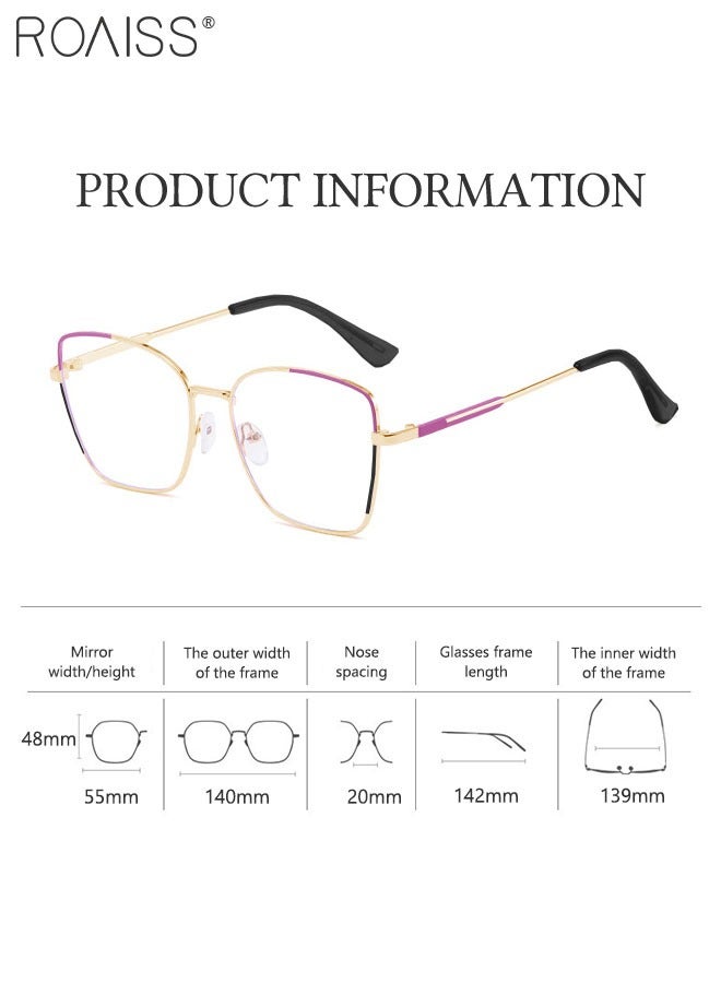 Women's Blue Light Blocking Sunglasses Anti UV and Glare Blue Light Filter Computer Glasses Cat Eye Color Changing Anti Eyestrain Headache Eyewear Gold and Purple