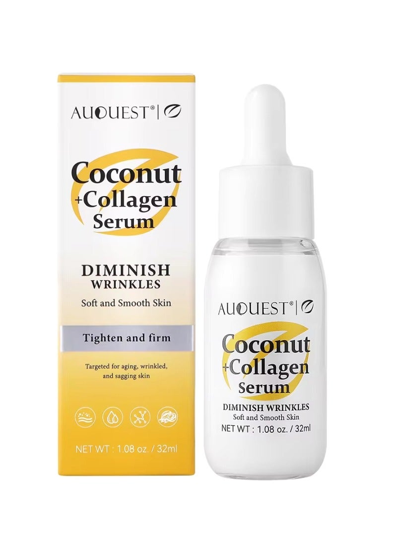 Coconut Collagen Serum Coconut Serum Reduce Wrinkles Tighten and Firm Skin Hydrating Moisturizing Nourishing Collagen Serum Lightweight and Refreshing Smooth Skin Serum Hyaluronic Acid Facial Serum 32ml