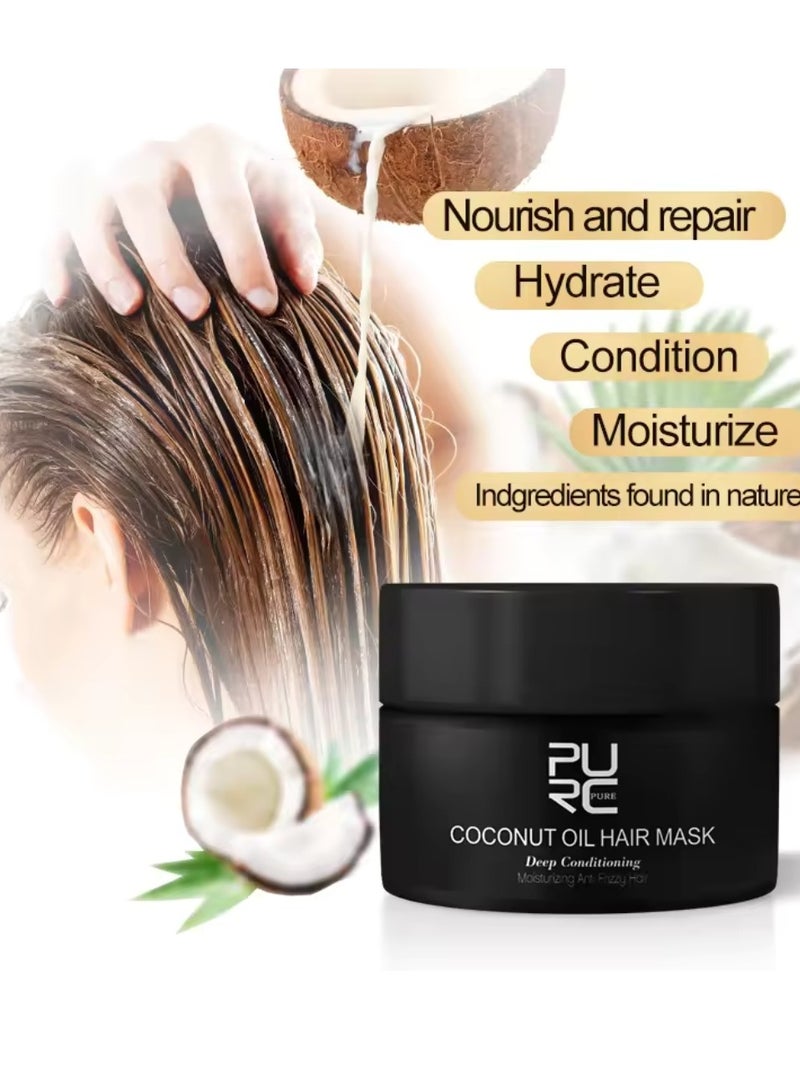 50ml Coconut Oil Hair Mask Deep Conditioning Moisturizing Anti Frizzy Hair Coconut Hair Mask Hydrate Moisturize Nourish and Repair Damaged Hair Smooth and Shiny Hair with Coconut Oil