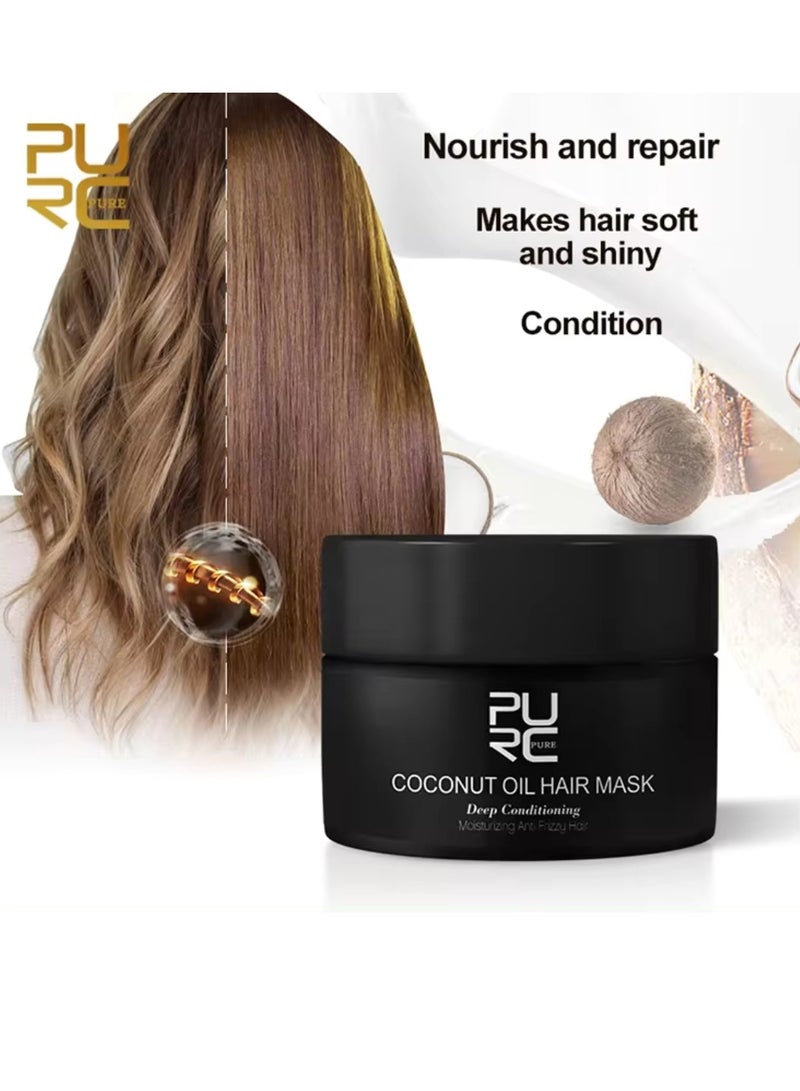 50ml Coconut Oil Hair Mask Deep Conditioning Moisturizing Anti Frizzy Hair Coconut Hair Mask Hydrate Moisturize Nourish and Repair Damaged Hair Smooth and Shiny Hair with Coconut Oil