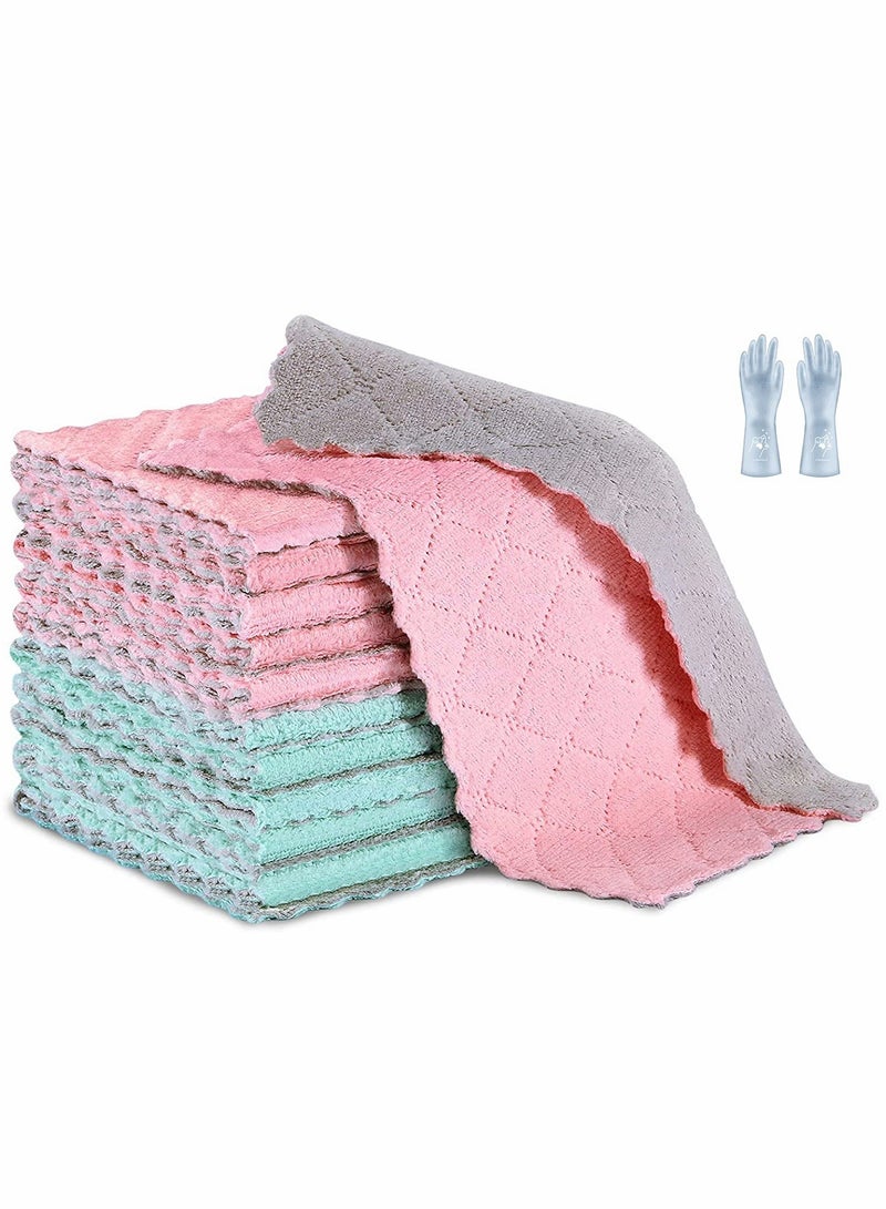 Premium Coral Velvet Dishcloths for Kitchen Cleaning, Super Absorbent Towels for Oil and Dust Removal, Ideal for Furniture and Glass Cleaning