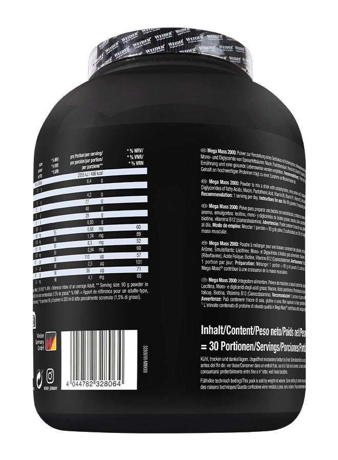 Mega Mass 2000 - 2.7kg Vanilla, High-Calorie Mass Gainer