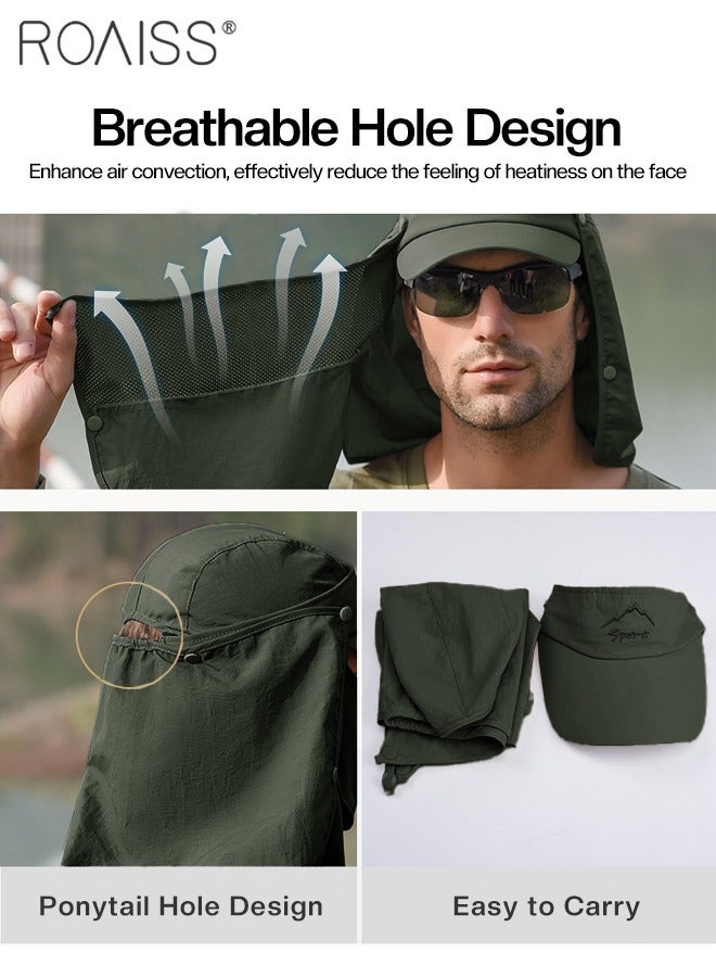 Detachable Fishing Hat with Shawl and Face Cover UPF 50+ Anti-UV Soft Foldable Breathable Quick-Drying Sun Hat for Men & Women Adjustable Size Hiking Climbing Outdoor Baseball Cap