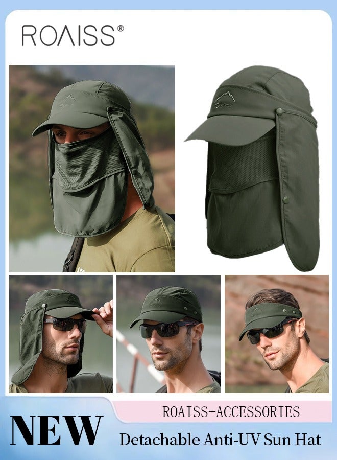 Detachable Fishing Hat with Shawl and Face Cover UPF 50+ Anti-UV Soft Foldable Breathable Quick-Drying Sun Hat for Men & Women Adjustable Size Hiking Climbing Outdoor Baseball Cap