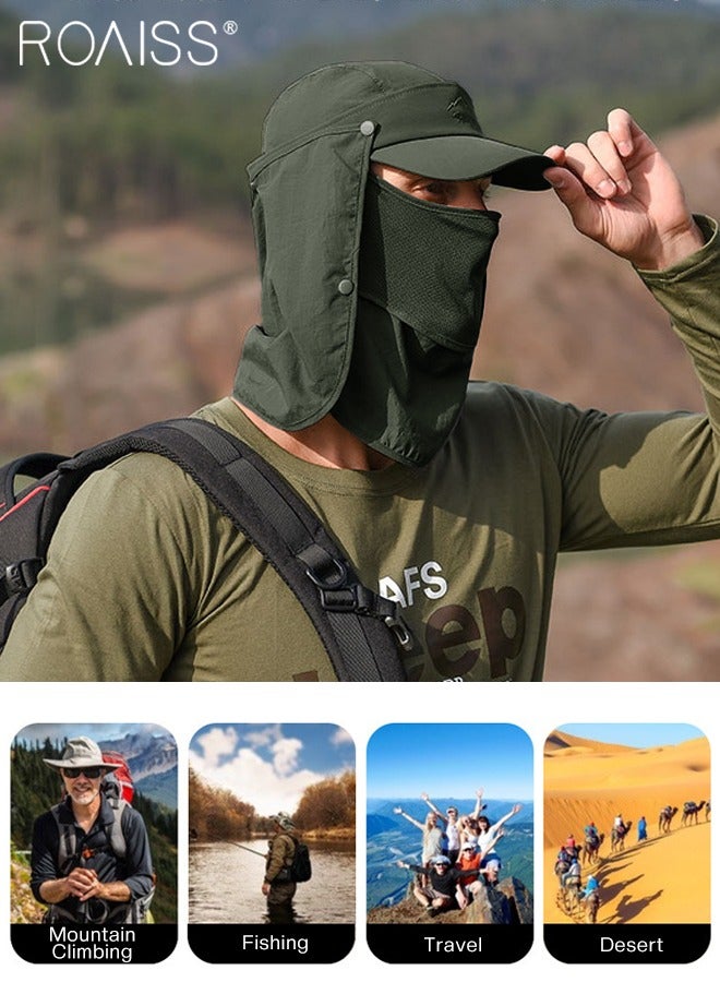 Detachable Fishing Hat with Shawl and Face Cover UPF 50+ Anti-UV Soft Foldable Breathable Quick-Drying Sun Hat for Men & Women Adjustable Size Hiking Climbing Outdoor Baseball Cap
