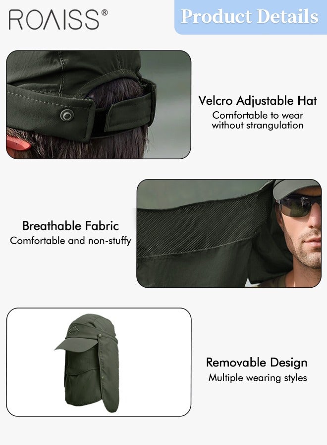 Detachable Fishing Hat with Shawl and Face Cover UPF 50+ Anti-UV Soft Foldable Breathable Quick-Drying Sun Hat for Men & Women Adjustable Size Hiking Climbing Outdoor Baseball Cap