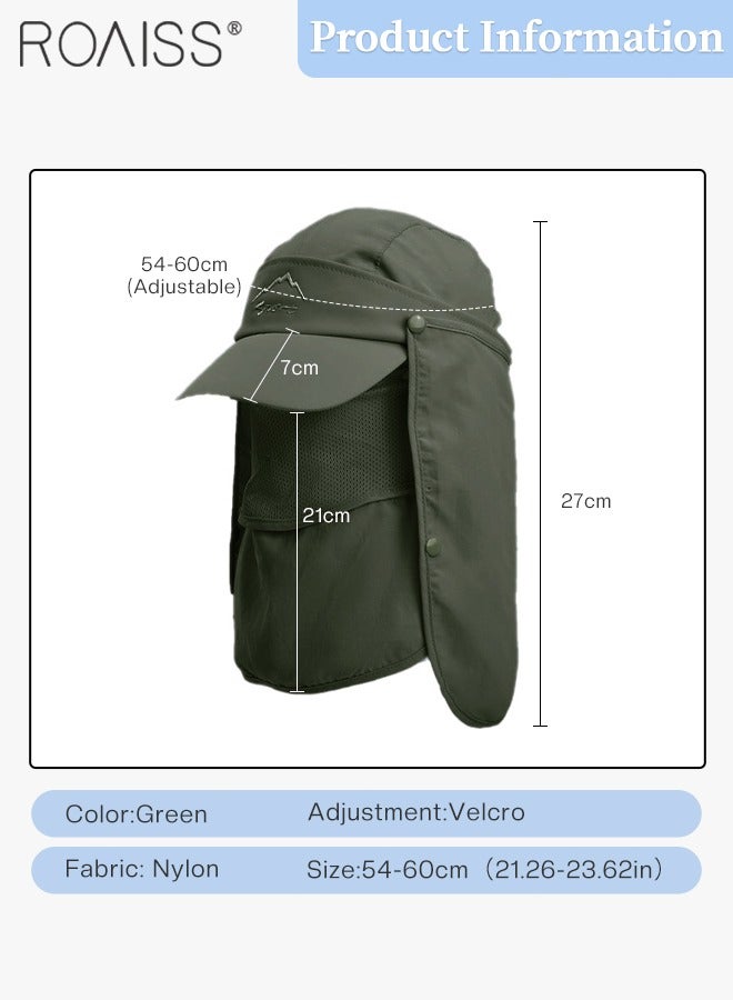 Detachable Fishing Hat with Shawl and Face Cover UPF 50+ Anti-UV Soft Foldable Breathable Quick-Drying Sun Hat for Men & Women Adjustable Size Hiking Climbing Outdoor Baseball Cap