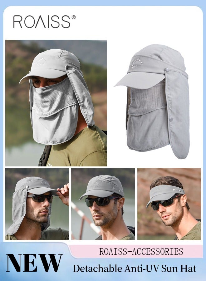 Detachable Fishing Hat with Shawl and Face Cover UPF 50+ Anti-UV Soft Foldable Breathable Quick-Drying Sun Hat for Men & Women Adjustable Size Hiking Climbing Outdoor Baseball Cap