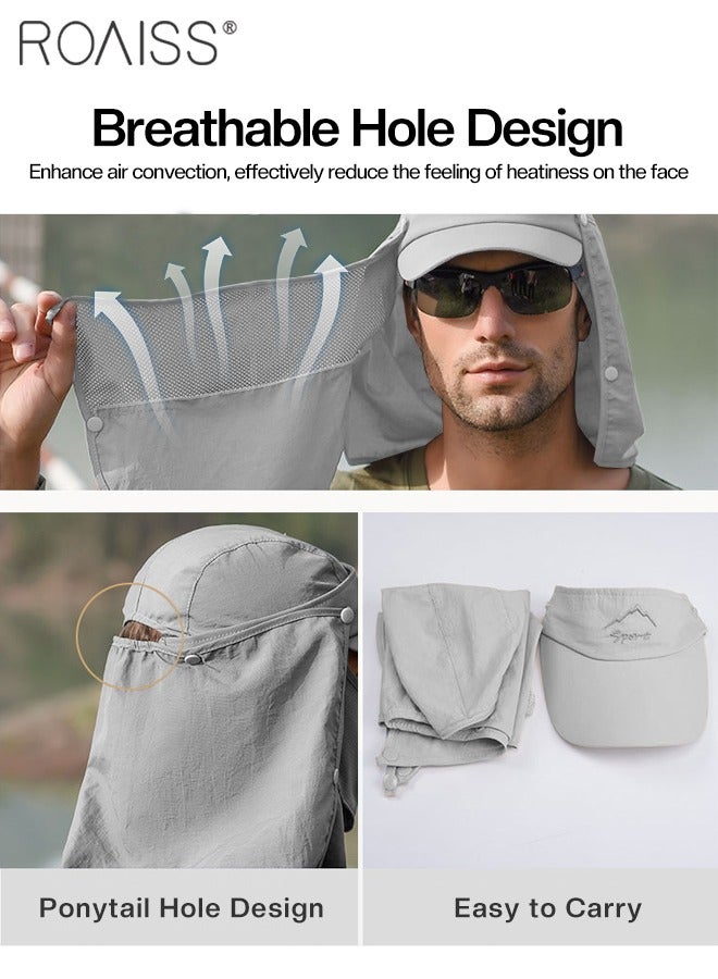 Detachable Fishing Hat with Shawl and Face Cover UPF 50+ Anti-UV Soft Foldable Breathable Quick-Drying Sun Hat for Men & Women Adjustable Size Hiking Climbing Outdoor Baseball Cap