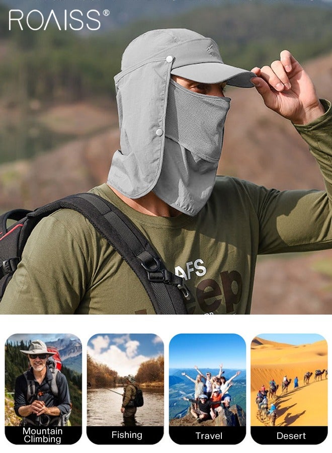 Detachable Fishing Hat with Shawl and Face Cover UPF 50+ Anti-UV Soft Foldable Breathable Quick-Drying Sun Hat for Men & Women Adjustable Size Hiking Climbing Outdoor Baseball Cap