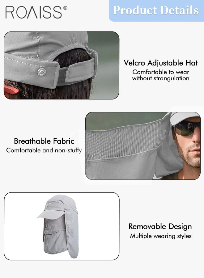 Detachable Fishing Hat with Shawl and Face Cover UPF 50+ Anti-UV Soft Foldable Breathable Quick-Drying Sun Hat for Men & Women Adjustable Size Hiking Climbing Outdoor Baseball Cap