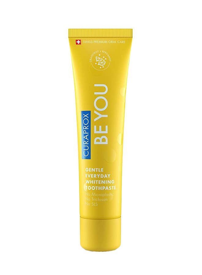 Curaprox Be You Grapefruit + Bergamot Toothpaste Yellow 60ml - Gentle Everyday Whitening Toothpaste - SLS Free, Microplastic Free, Triclosan Free, Fluoride Toothpaste