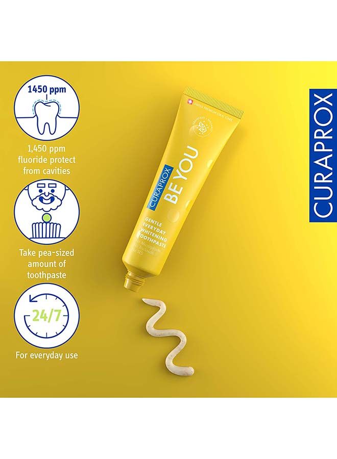 Curaprox Be You Grapefruit + Bergamot Toothpaste Yellow 60ml - Gentle Everyday Whitening Toothpaste - SLS Free, Microplastic Free, Triclosan Free, Fluoride Toothpaste