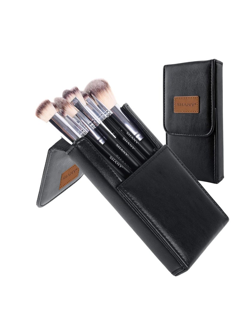 SHANY Makeup Brushes Black OMBRE Pro 10 Piece Essential Professional Makeup Brush Set - Foundation Powder Concealers Eye Shadow Brushes with Black Makeup Brush Travel Case - 10PC