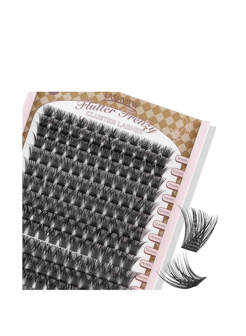 LASHVIEW Lash-Extension-Clusters 168pcs D Curl Lash Clusters Natural Look Cluster Lashes Extensions Super Thin Band & Soft Lashes Reusable 9-16mm MIX (56D)