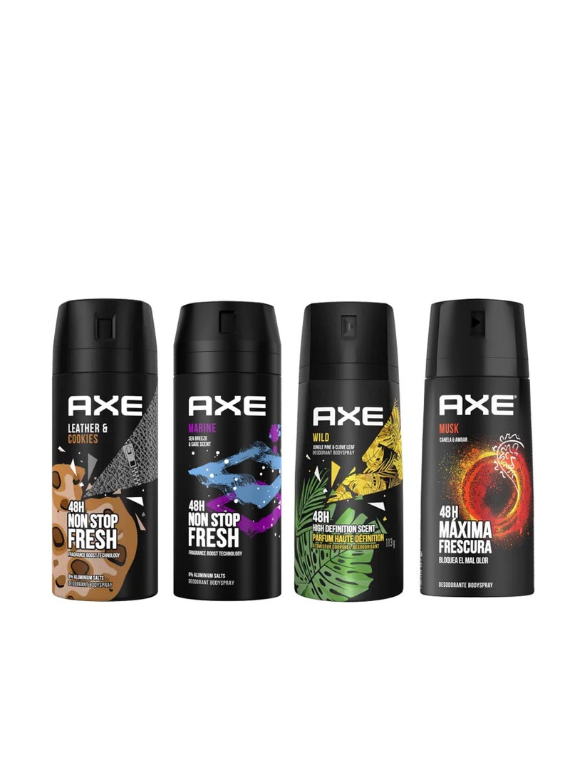 12 AXE body spray deodrant Anit-Aerspirant (12X 150 ml/5.07 oz, Mix within the available kinds)