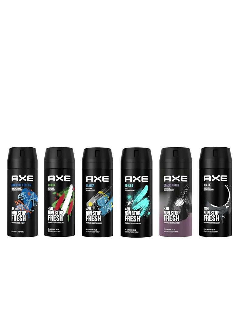 12 AXE body spray deodrant Anit-Aerspirant (12X 150 ml/5.07 oz, Mix within the available kinds)