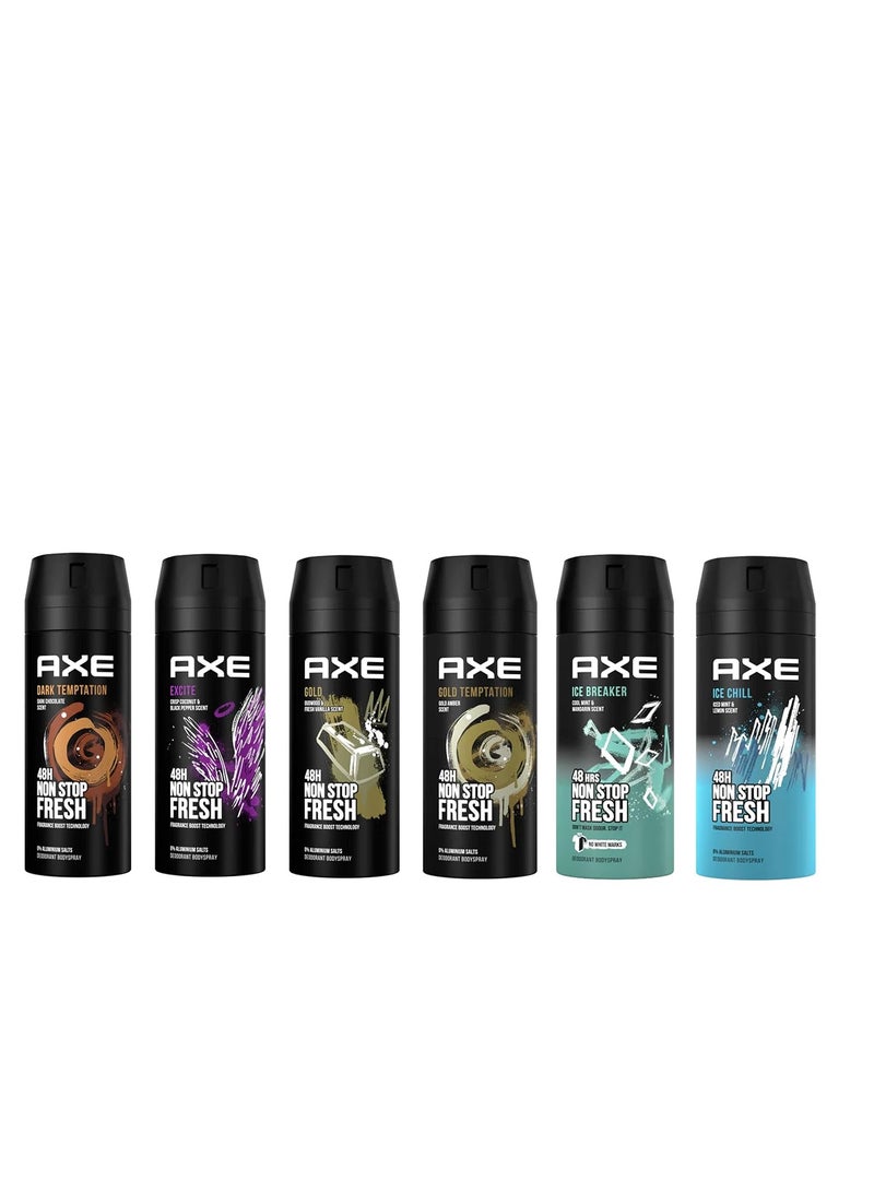 12 AXE body spray deodrant Anit-Aerspirant (12X 150 ml/5.07 oz, Mix within the available kinds)