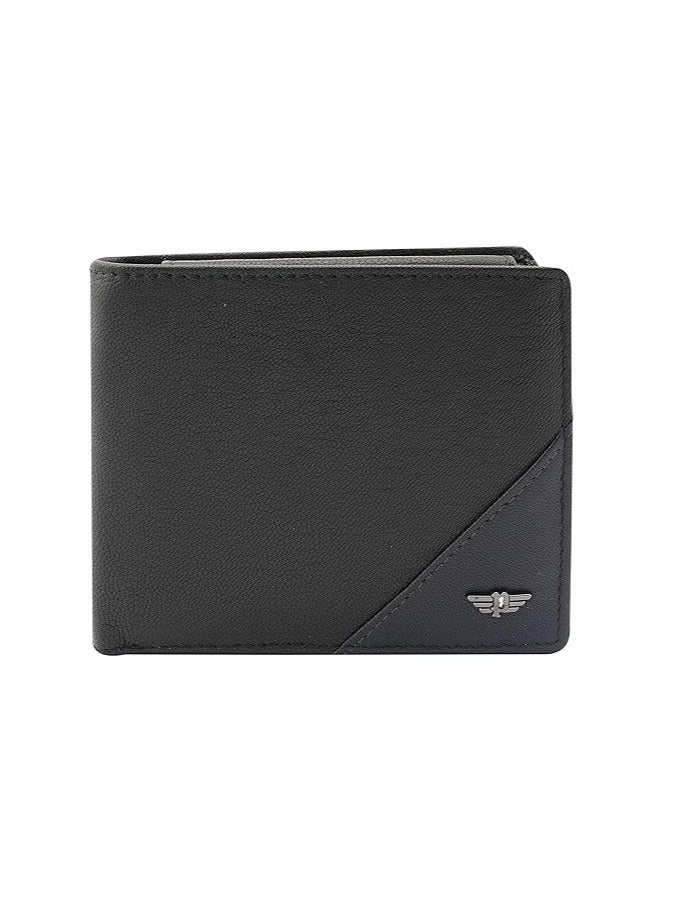 Men's Leather Over Flap Coin Wallet -Black