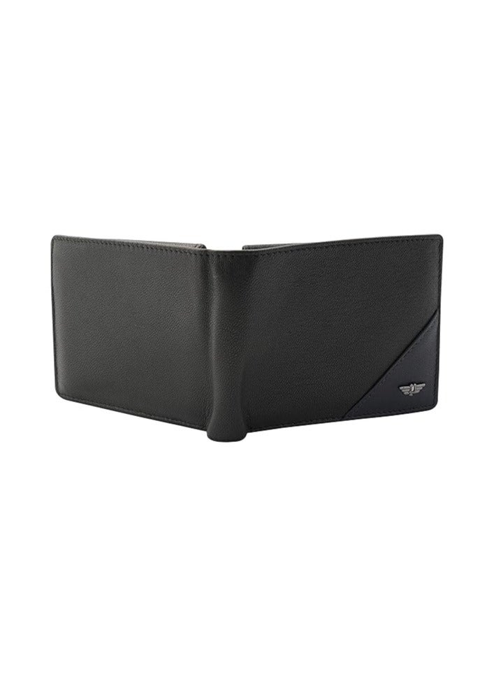 Men's Leather Over Flap Coin Wallet -Black