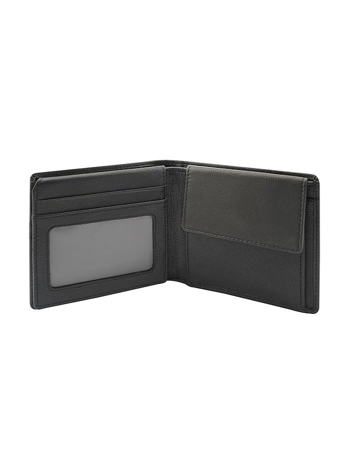 Men's Leather Over Flap Coin Wallet -Black