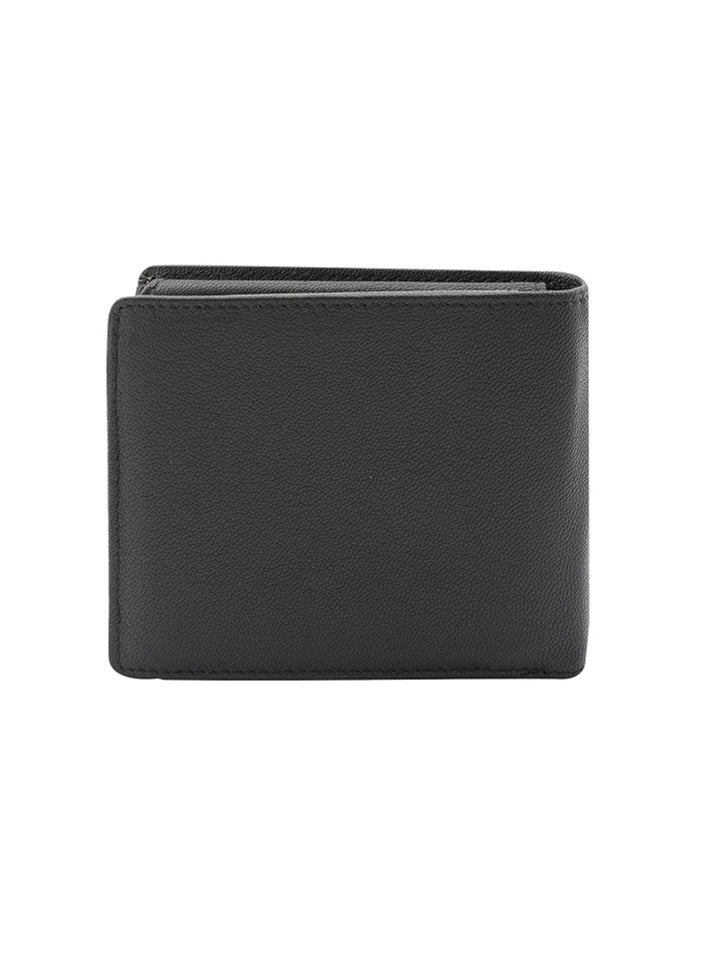 Men's Leather Over Flap Coin Wallet -Black