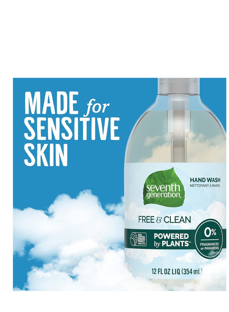 Seventh Generation Liquid Hand Soap Fragrance Free Free & Clean Unscented Hand Soap 12 Fl.oz, Pack of 8