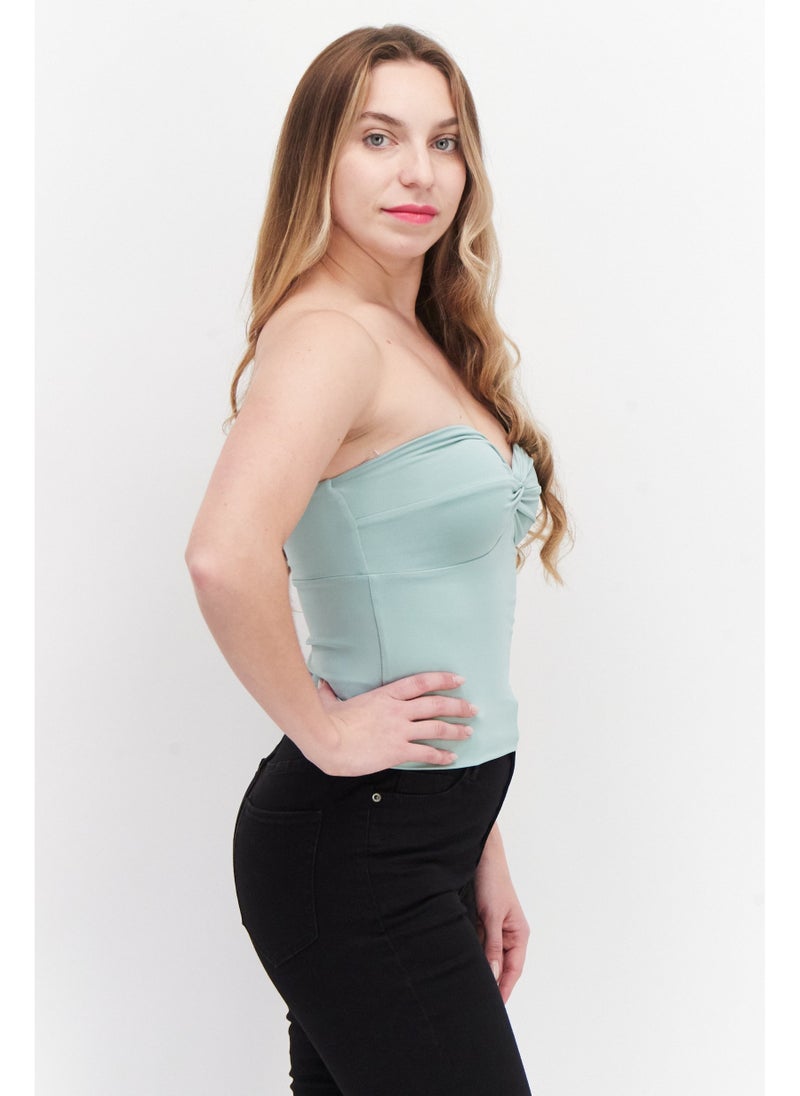 Women Sweetheart Neckline Strapless Tube, Light Green