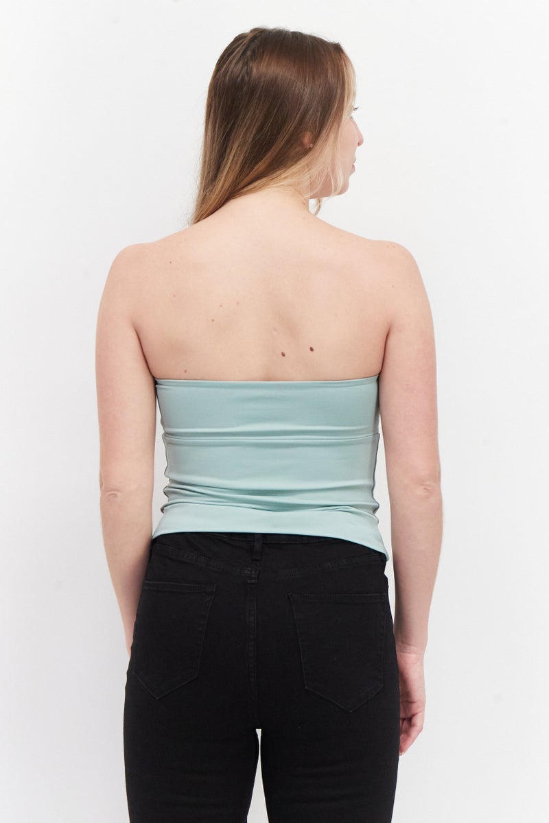Women Sweetheart Neckline Strapless Tube, Light Green