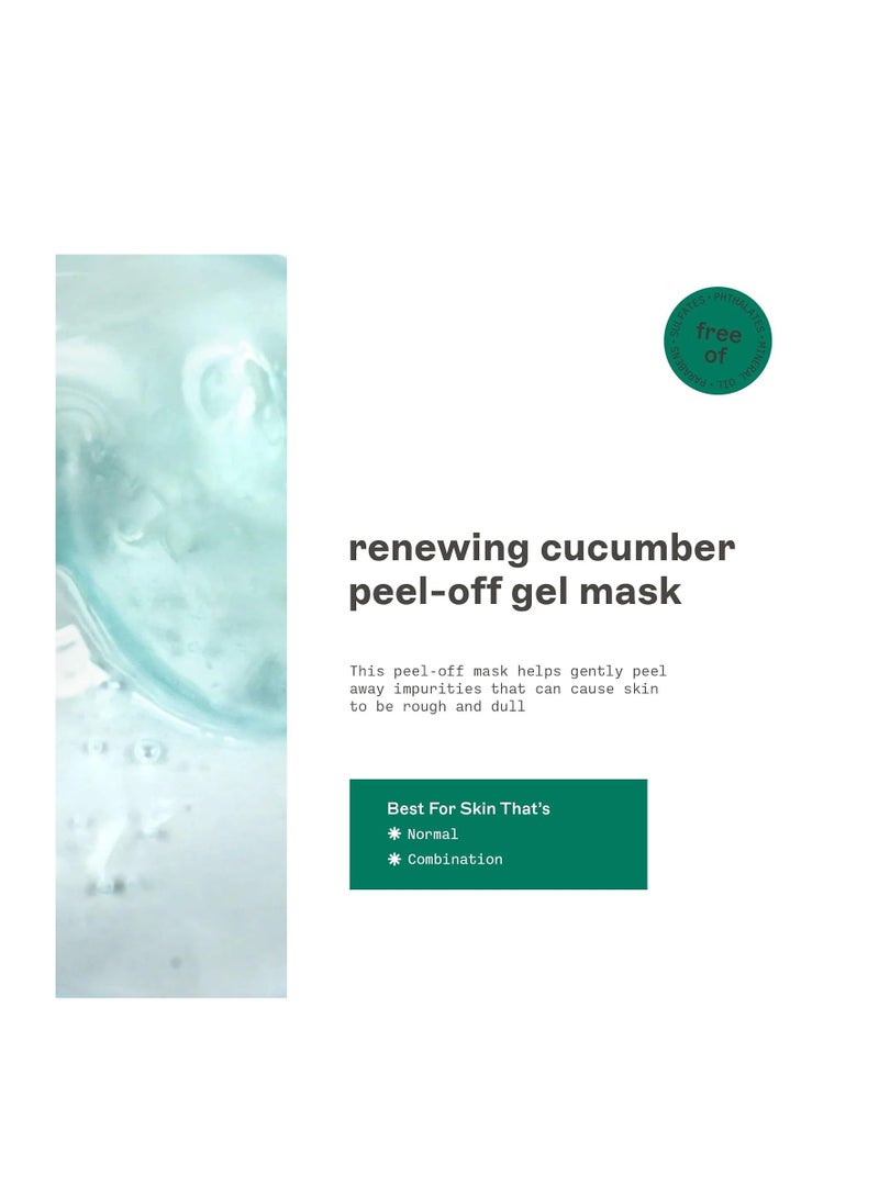 Freeman Renewing Cucumber Peel-Off Gel Facial Mask, Face Mask Refreshes Skin, Aloe Soothes & Moisturizes, Get Rejuvenated Skin, For Normal & Combination Skin, 6 fl. oz./175 mL Tube, 1 Count