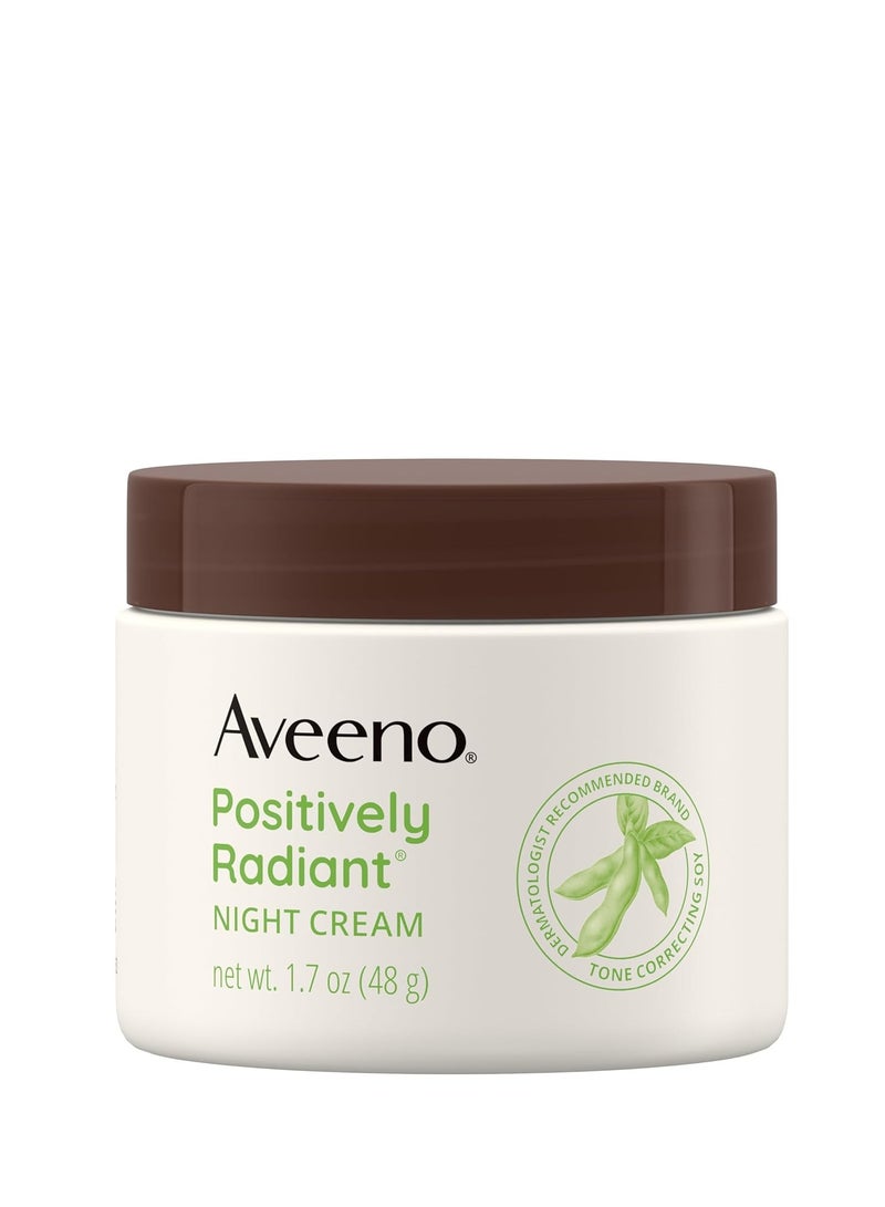 Aveeno Positively Radiant Moisturizing Face & Neck Night Cream with Tone Correcting Soy & Niacinamide, Night Cream Targets Dull Skin & Evens Skin Tone & Texture, Hypoallergenic, 1.7 oz