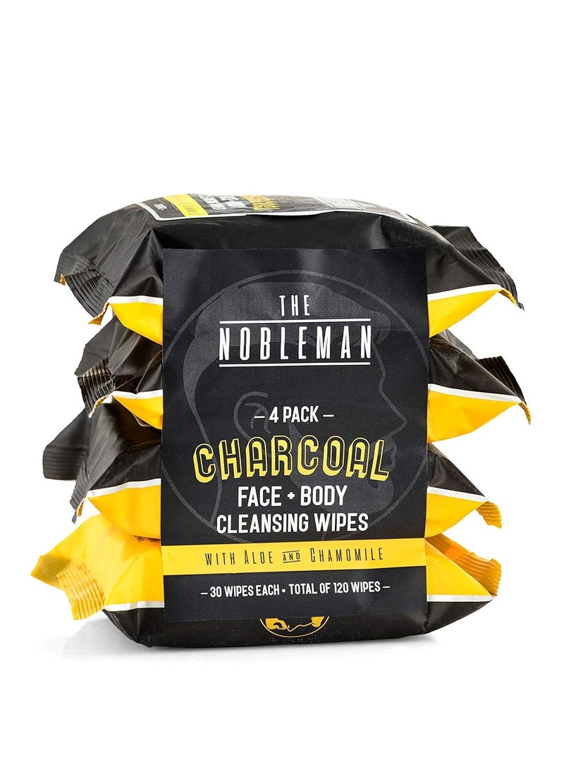 Men's Charcoal Face + Body Cleansing Wipes - 4 Pack (120ct)