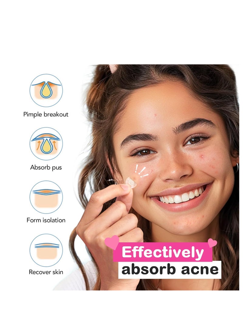 Pimple Patches for Face: 6 Sizes Day and Night Acne Patches Heart Zit Patches - Cute Spot Stickers with Tea Tree & Centella Oil, Strong Adhesion Zit Covers | 196 Counts