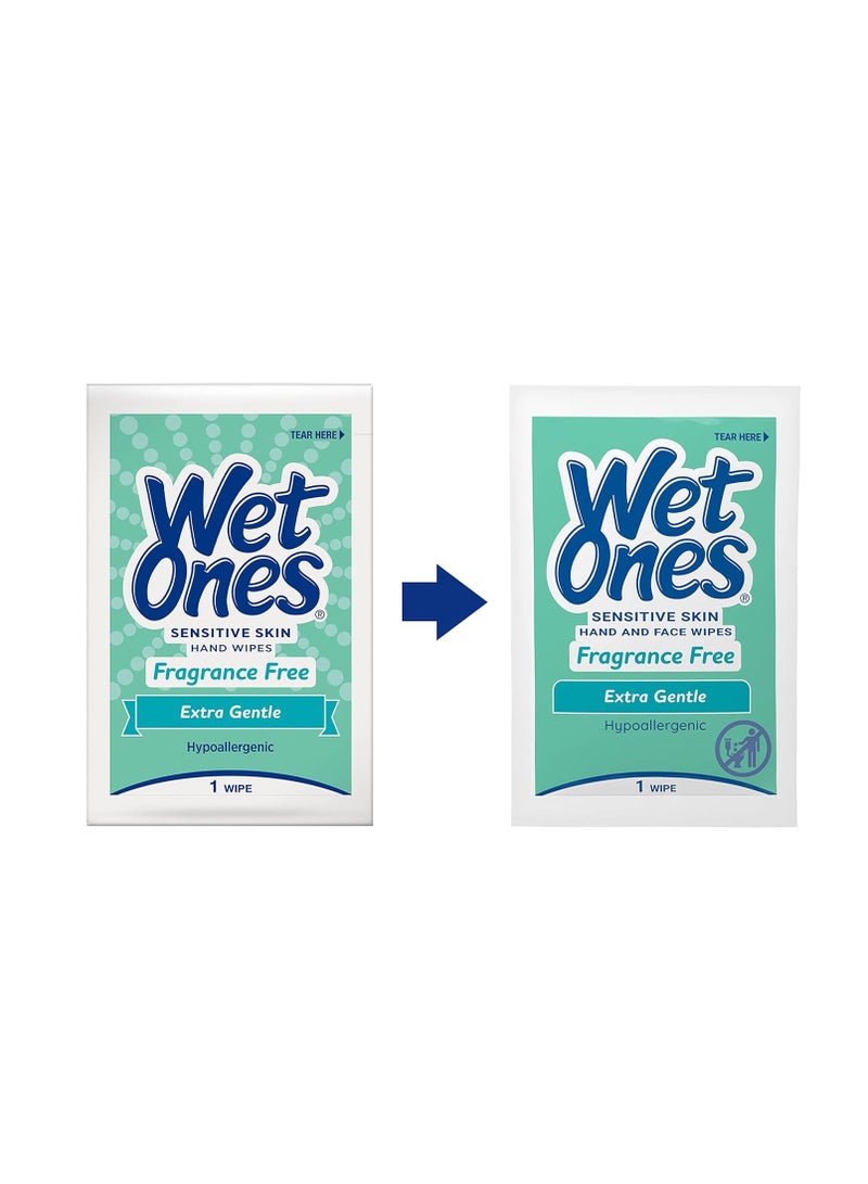 Wet Ones Hand and Face Wipes Singles, Unscented Wipes for Sensitive Skin | Individual Wipes, Hand Wipes Individually Wrapped | 24 ct. (6 pack)