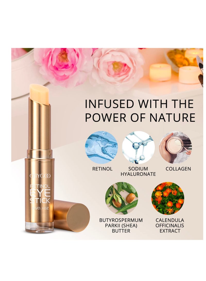 Retinol Eye Stick With Collagen, Hyaluronic Acid For Dark Circle, Wrinkles in 3-4 Weeks, Under Eye Cream Anti Aging, For Puffiness and Bags Reduces Fine Lines