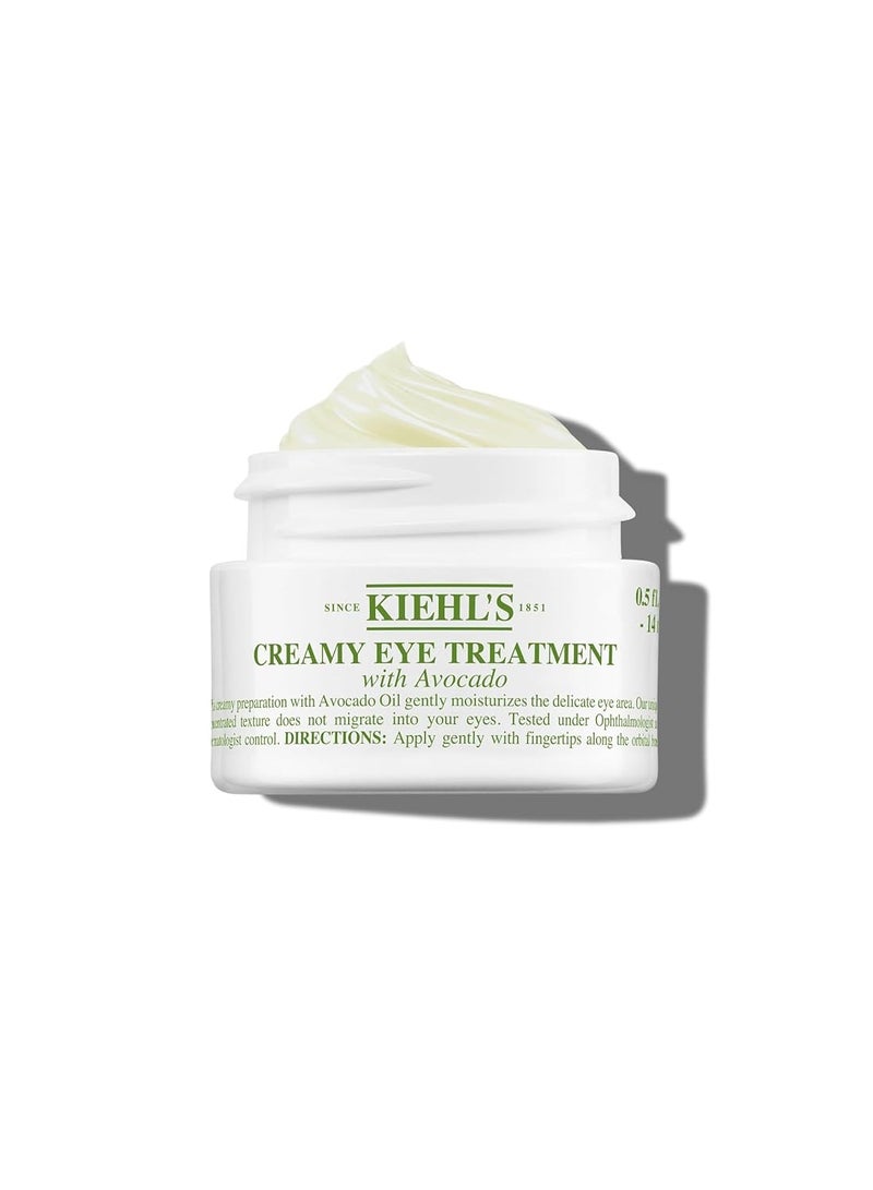 Kiehl's Avocado Eye Treatment, Nourishing and Hydrating Eye Cream, Avocado Oil and Caffeine to Energize and Invigorate Dry, Tired Eyes, 99% Naturally Derived Formula, Ophthalmologist-tested