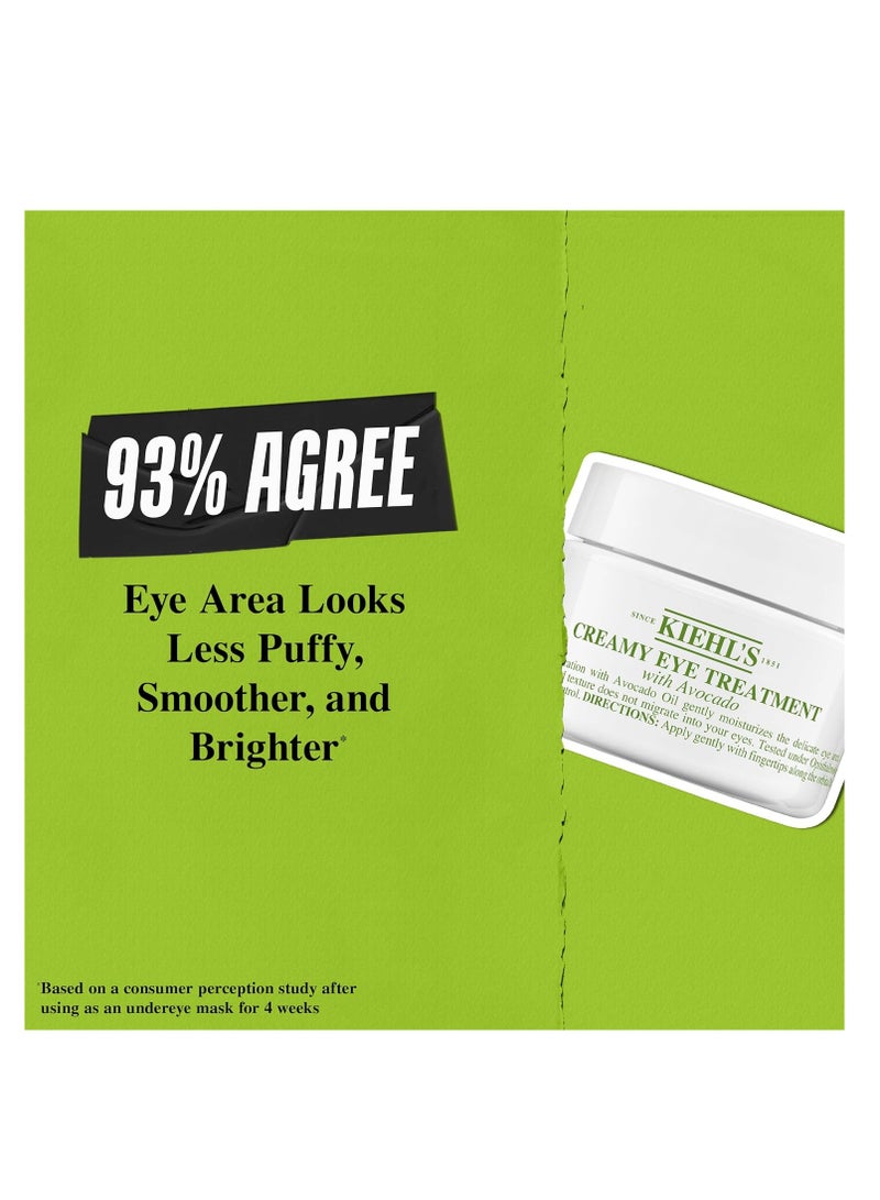 Kiehl's Avocado Eye Treatment, Nourishing and Hydrating Eye Cream, Avocado Oil and Caffeine to Energize and Invigorate Dry, Tired Eyes, 99% Naturally Derived Formula, Ophthalmologist-tested