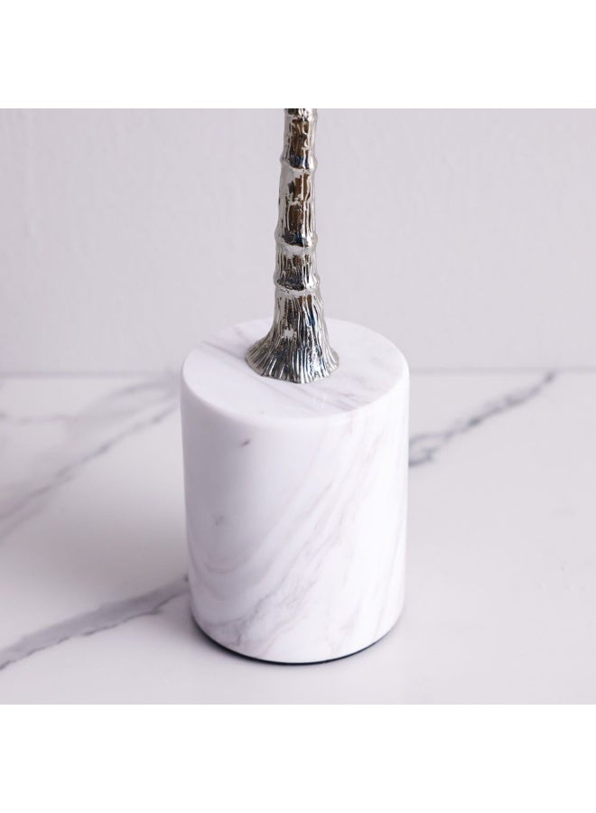 Mirage Candle Holder With Marble Base Candle Stands  Home Wedding Table Birthday Party Holiday Decoration Taper Candle Holders Decorations Home DÃ©cor Silver 12.5X12.5X37.5Cm