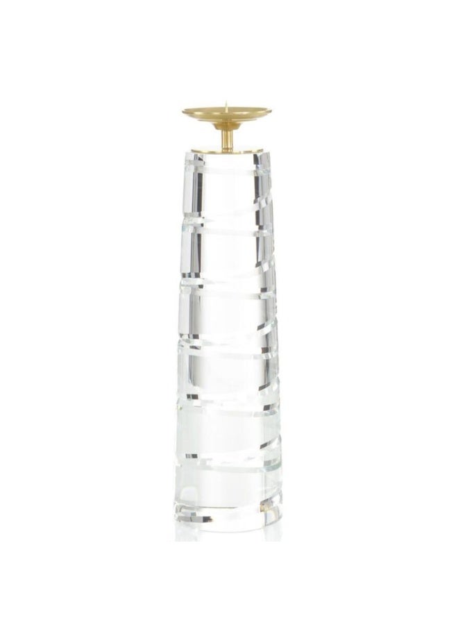 Percy Crystal Candle Holder Clear Candle Stand Decorative Candlestick Holder Elegant Crystal Centerpieces Metal Candle Stick Holder Wedding Party Gift 10x10x34Cm