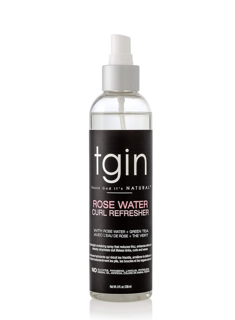 tgin Rose Water Curl Refresher for Curly, Coily, and Wavy Hair, with Acai Berries, Moisturizes and Soothes Dry Hair and Scalp, Braids, Protective Styles, and Locs, 8 fl oz