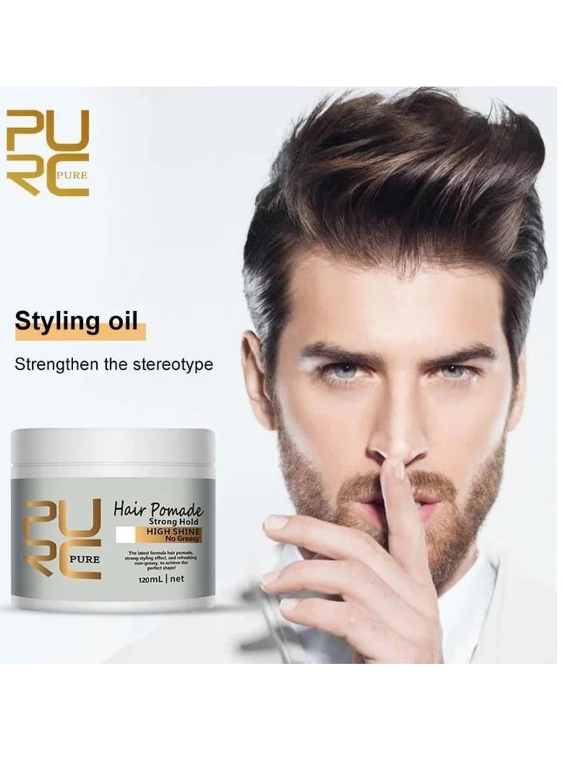 120ml Hair Pomade Hair Styling Cream for Flyaway Hairs Thickening Edge Control Gel for All Hair Types Men and Women Strong Hold High Shine No Greasy Hair Styling Pomade