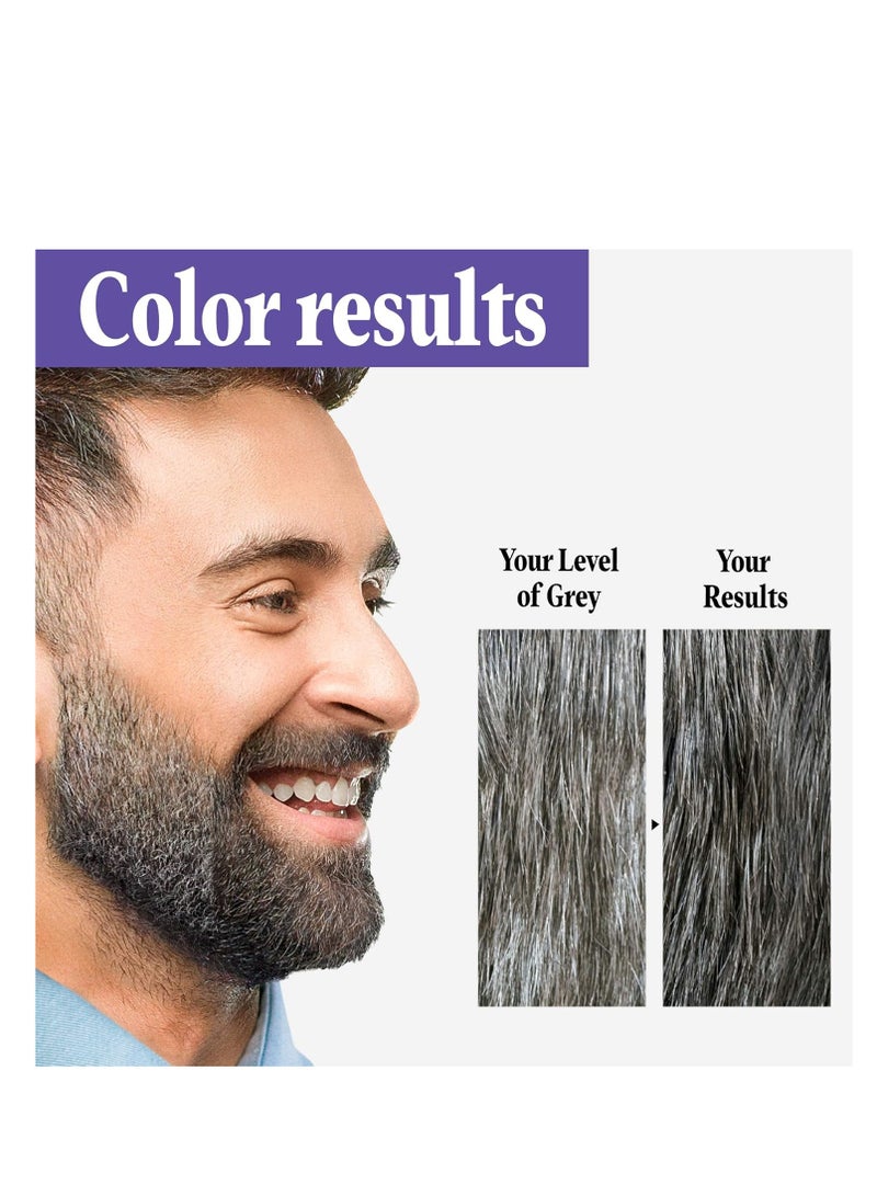 Just For Men Touch of Gray Mustache & Beard, Beard Coloring for Gray Hair with Brush Included for Easy Application, Great for a Salt and Pepper Look - Dark Brown & Black, B-45/55, Pack of 1