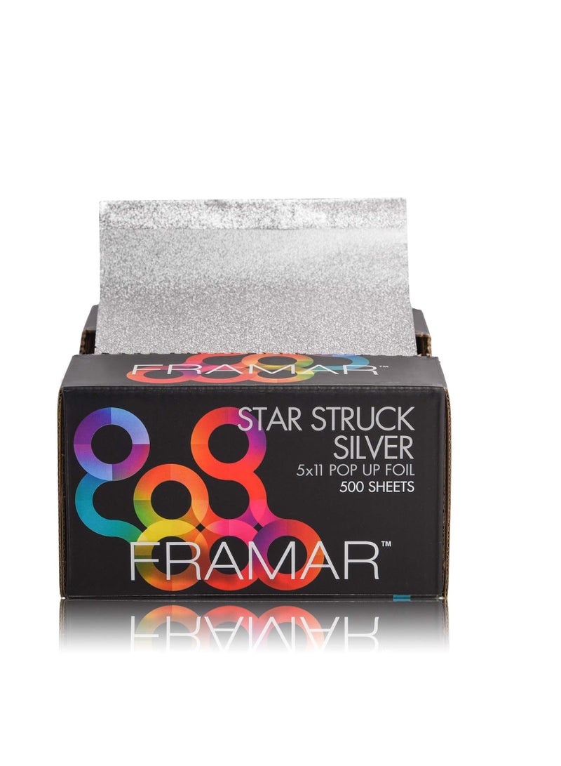 Framar Star Struck Silver Pop Up Hair Foil, Aluminum Foil Sheet, Hair Foils For Highlighting - 500 Foil Sheets