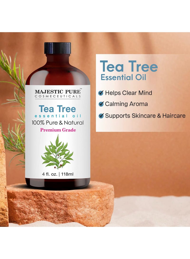 Tea Tree Essential Oil - 118 ml | 100% Pure and Natural | Premium Grade Essential Oils for Aromatherapy, Diffusers, Skin, Massage and Humidifiers |