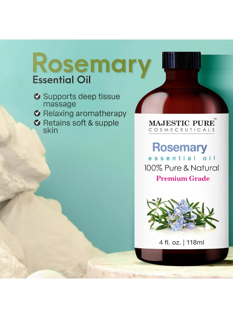 Rosemary Essential Oil - 118 ml | 100% Pure and Natural | Premium Grade Essential Oils for Aromatherapy, Diffusers, Skin, Massage and Humidifiers |