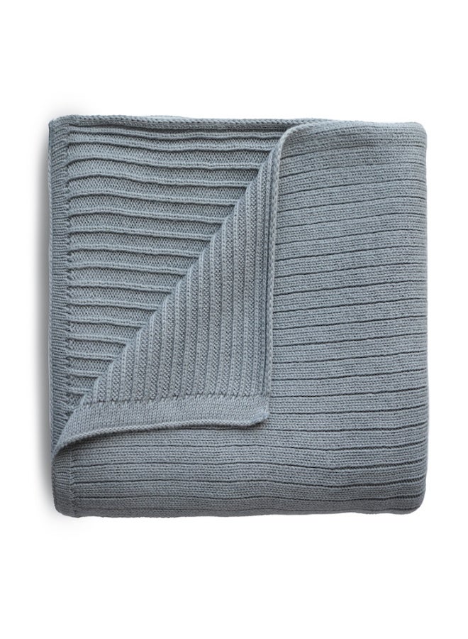 Knitted Baby Blanket Ribbed Smoke