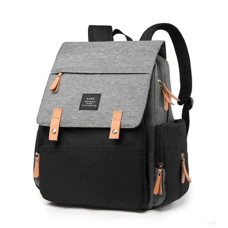 Fashion Mummy Bag 2023 New Multi-function Large Capacity Backpack Backpack Mom Bag Travel Backpack Black with gray).