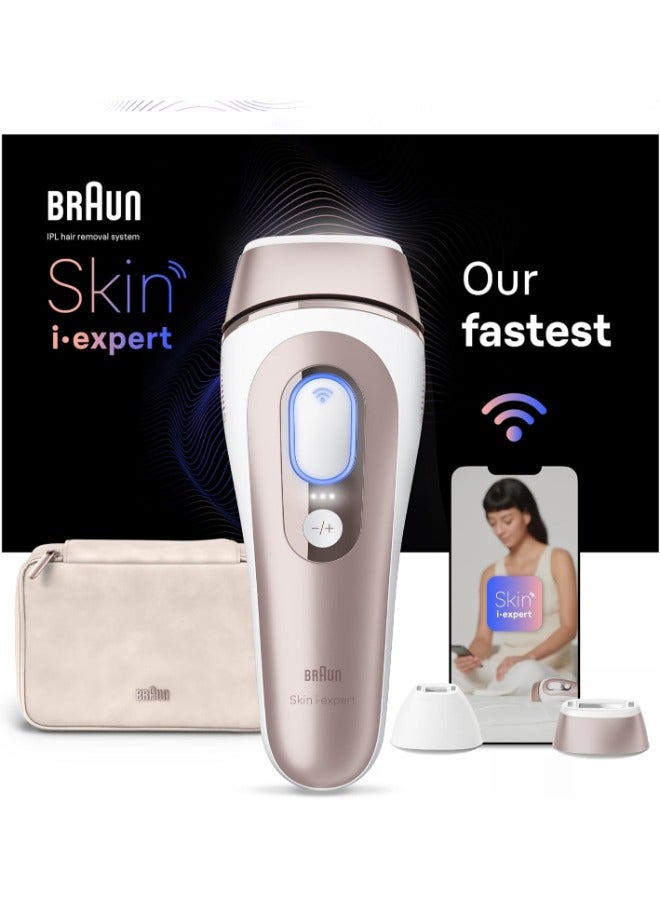 Braun IPL Skin i·expert, at Home Hair Removal, Smart IPL Long Lasting Hair Removal System PL 7147 with 2 Heads for Face, Body and Bikini Areas, Free App, Pouch, Venus Razor - Bronze Pink / White